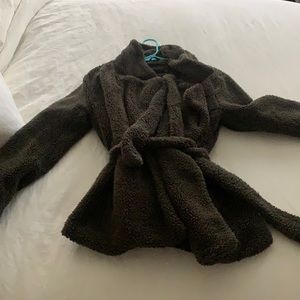 Olive green olivaceous fuzzy coat